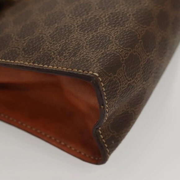 CELINE Macadam Canvas Mini Hand Bag PVC Leather 2way Brown Gold Auth yk18202 - Picture 4 of 16